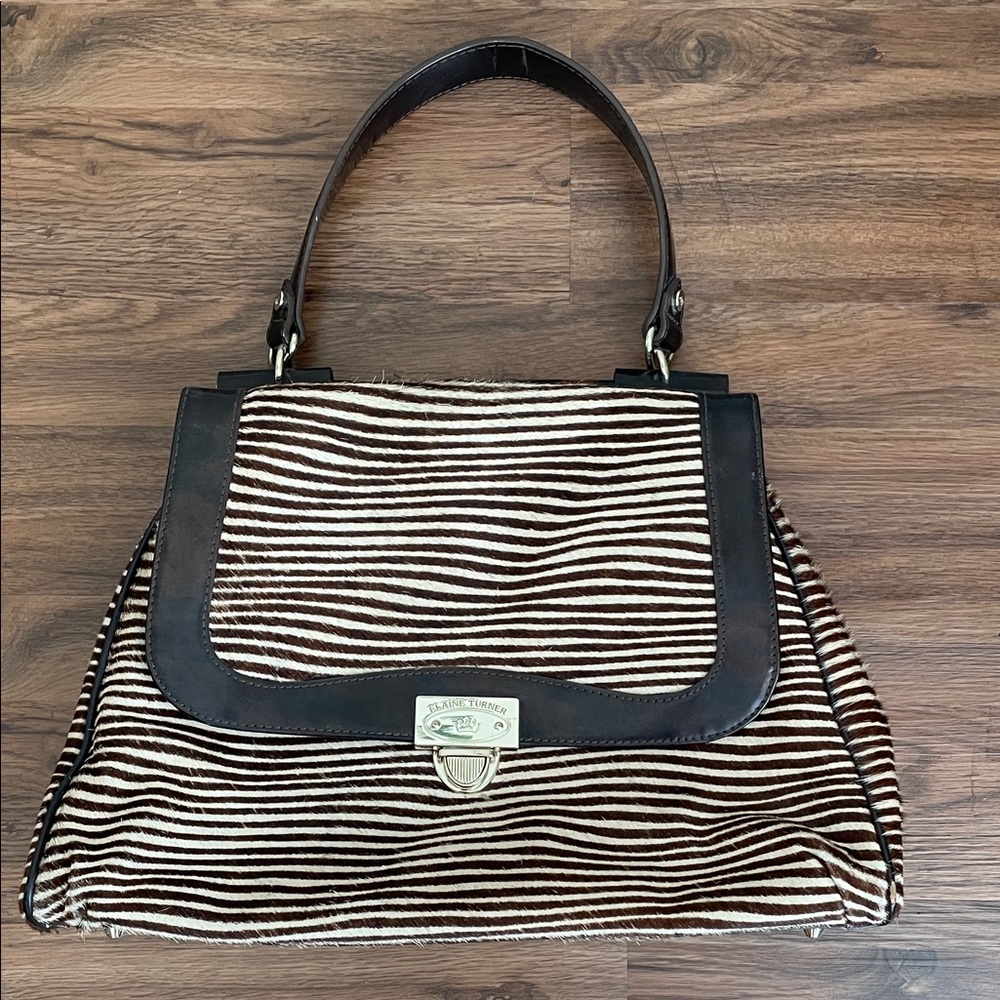 Elaine Turner African Antelope Hair Satchel 15”x11”